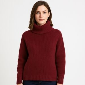 Vero Moda Burgundy Turtleneck Sweater Ribbed Knit Medium